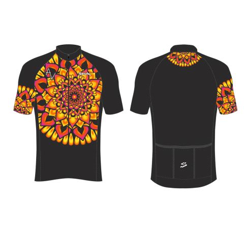 SUMMUM SHORT SLEEVE JERSEY FULL ZIP MANDALA DESIGN, 2 XS